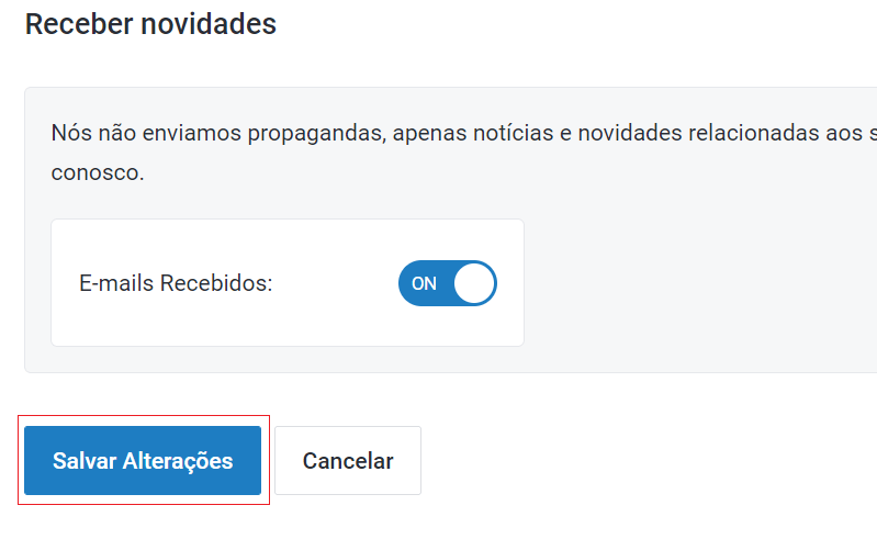Atualize seus dados e pressione Salvar Alterações.