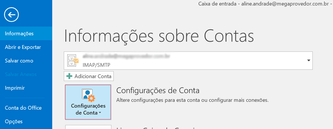 Clique em Configurações da Conta.