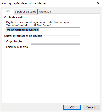 Pressione Servidor de saída.