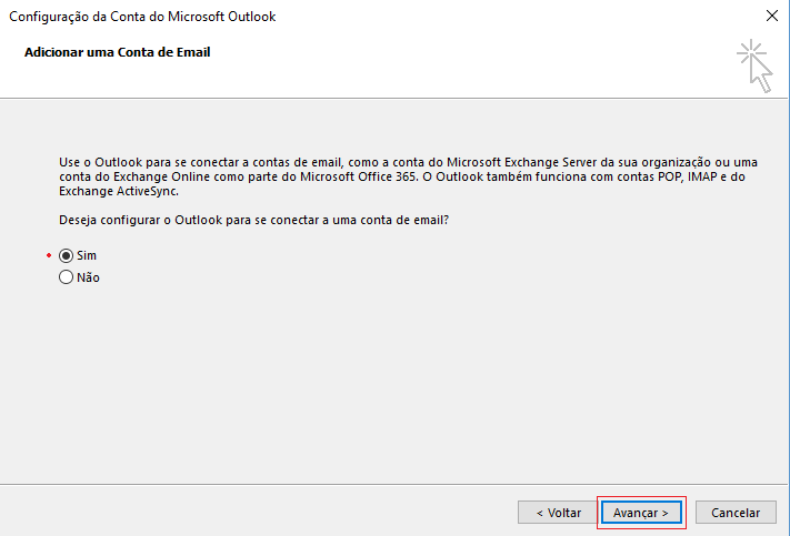 "Sim" > Avançar > .