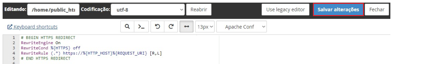 Cole o código e salve.