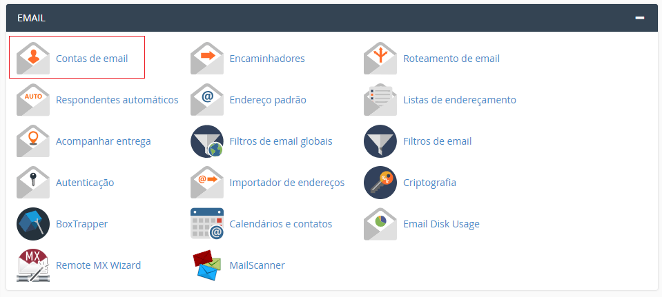 Na aba Email do CPanel.