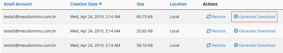 Pressione Generate Download.