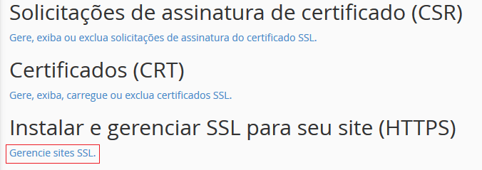 Gerencie sites SSL.