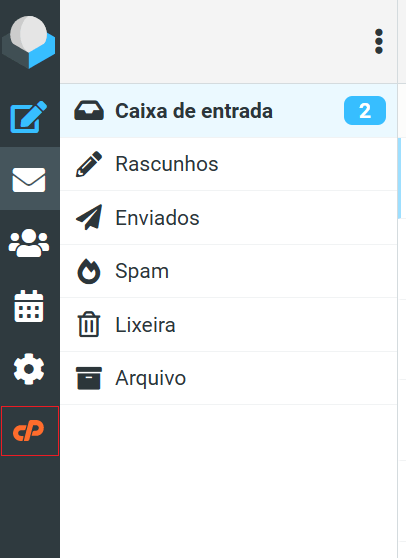 Clique CP ou cPanel Webmail Home.