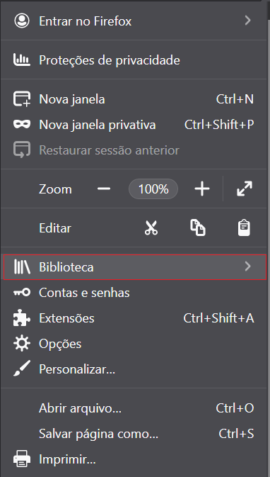 Clique em Biblioteca.