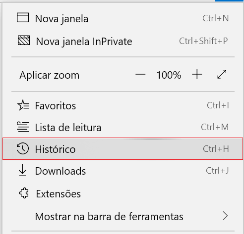 Clique em Histórico.