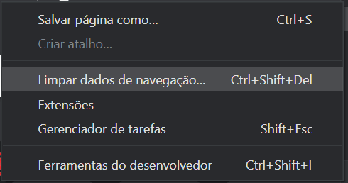 Selecione Limpar dados de navegação.