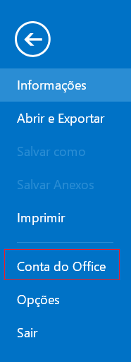 Clique em Conta do Office.