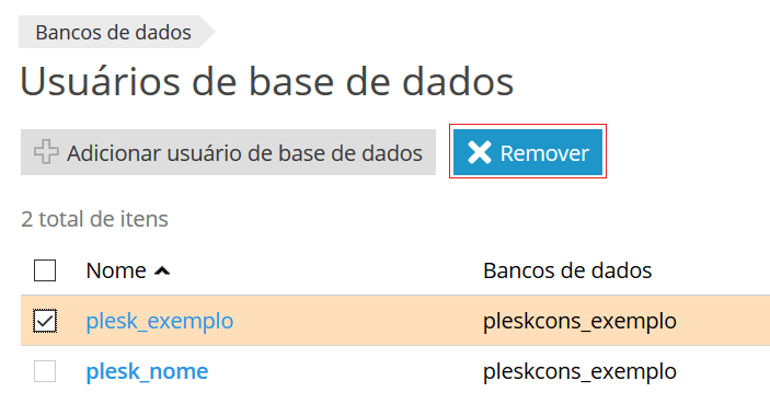 Selecione a conta a ser excluida e pressione Remover.
