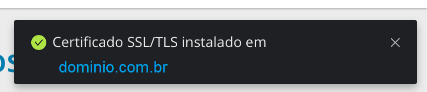 Confirmação de instalação.