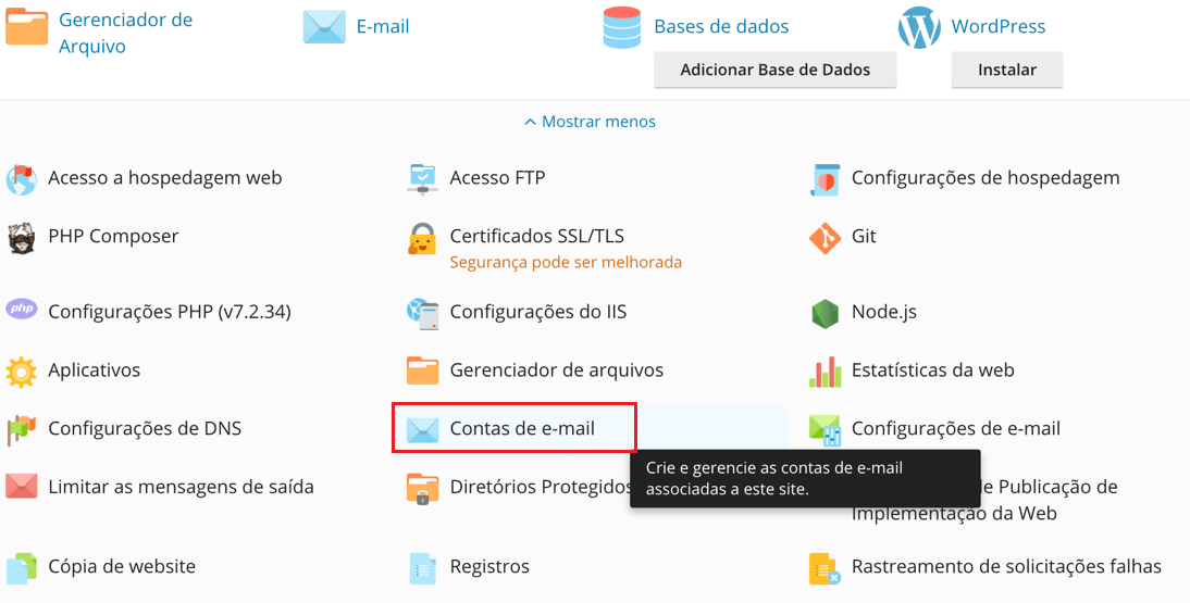 Selecione Contas de e-mail.