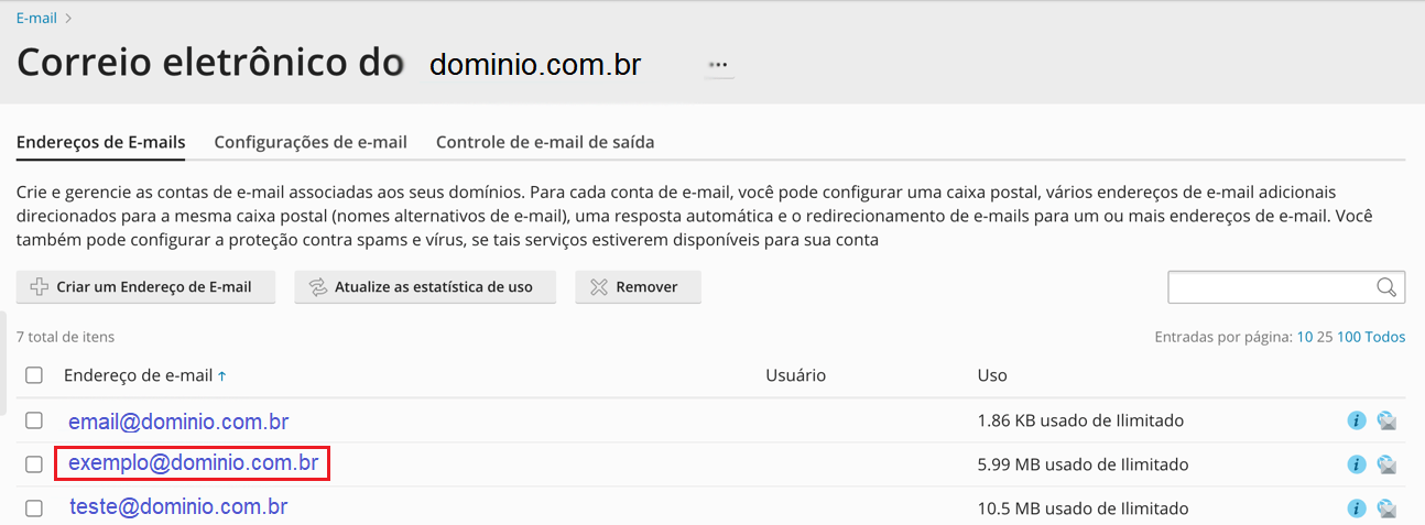 Selecione a conta a de e-mail.