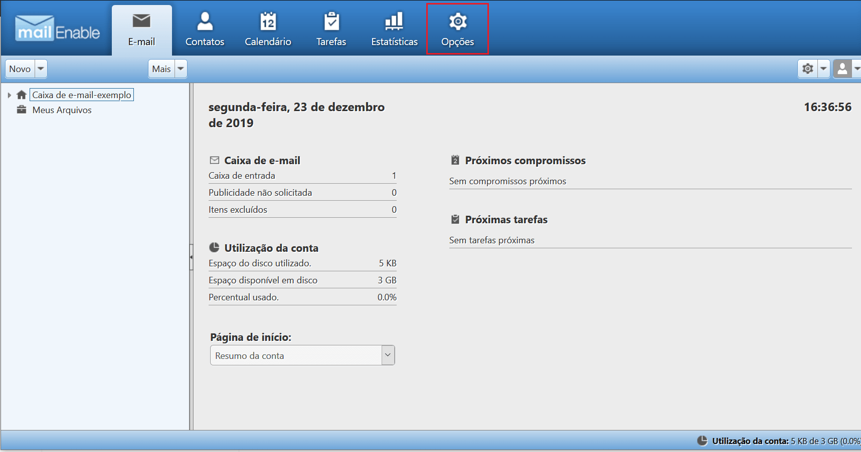 Clique em Options.