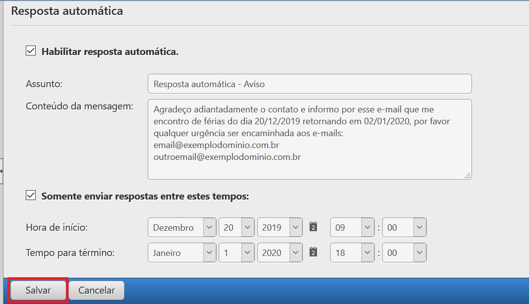 Ao terminar, clique em Salvar.