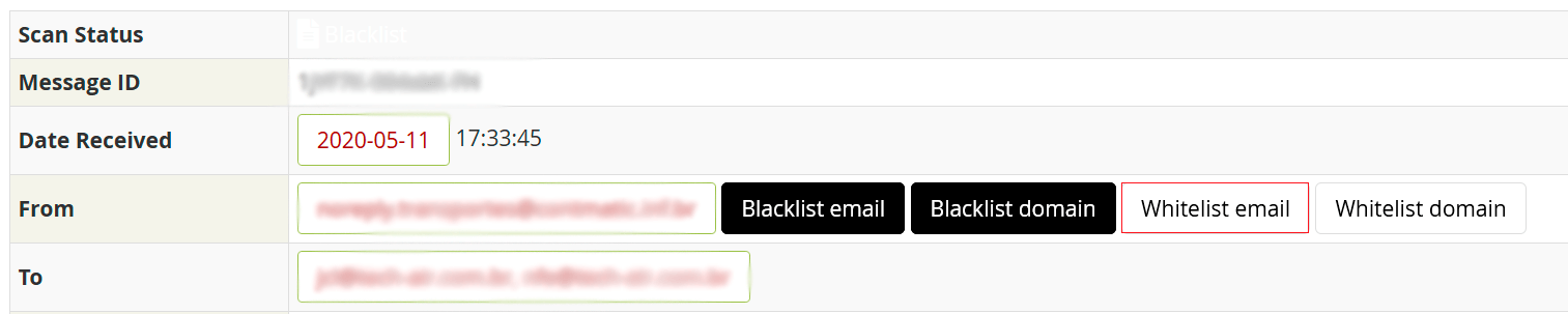 Clique em Whitelist email.