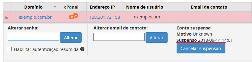 Cancelar suspensão.