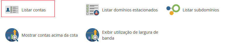 Pressione Listar contas. Pressione Listar contas.