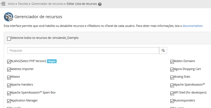 Após nomear, adicione a lista de recursos.