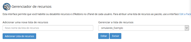 A nova lista disponível para ser usada ou editada.
