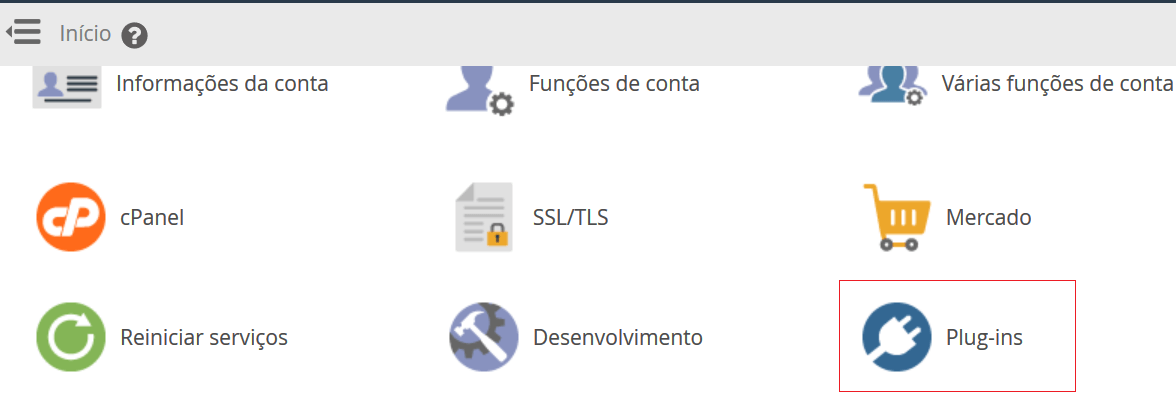Clique em Plug-ins.