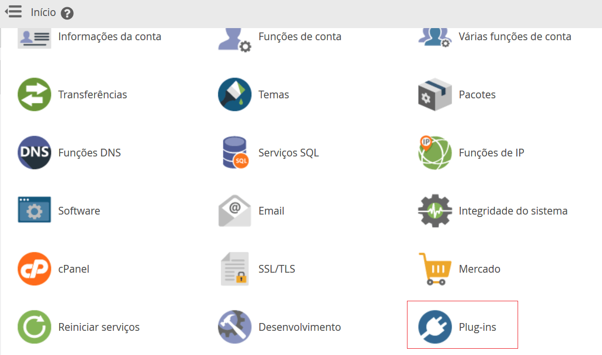 Selecione Plugins.