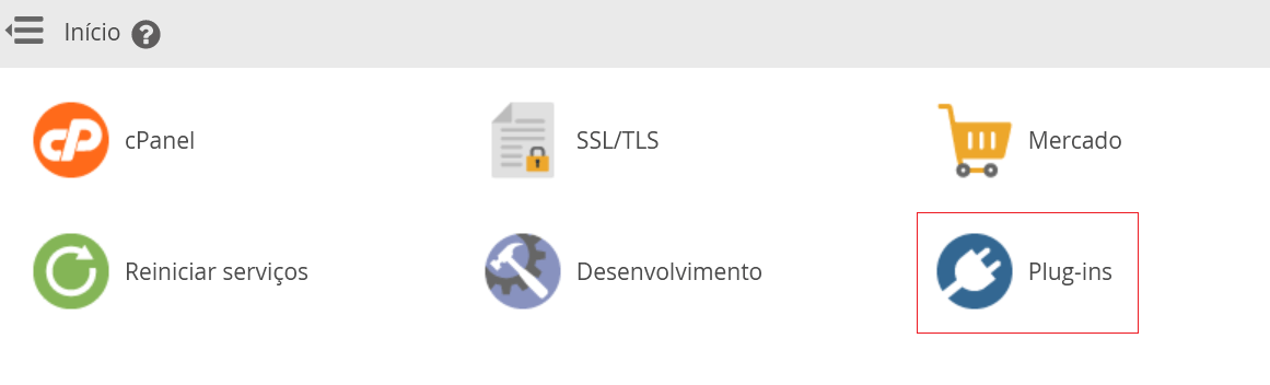 Ínicio > Plug-ins.