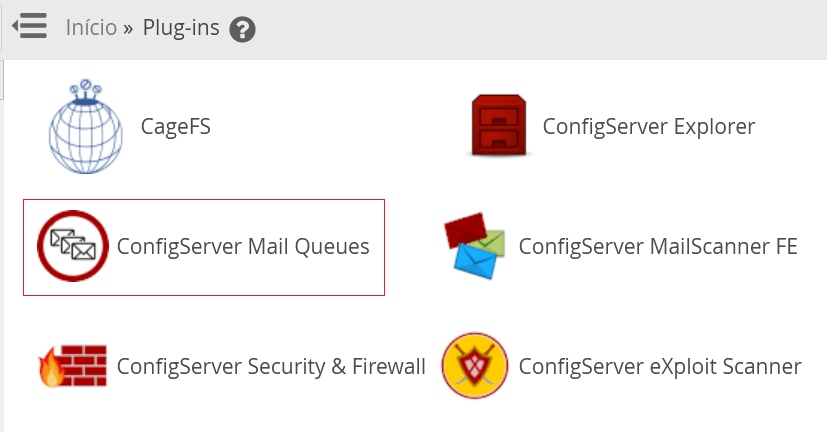 Selecione ConfigServer Mail Queues.